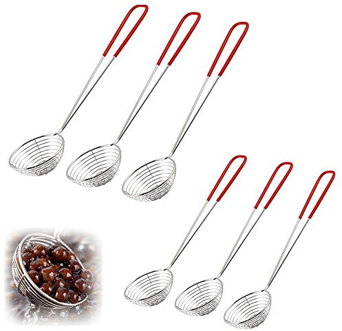 6 Stücke Küchensieb Fondue, Edelstahl Fonduesieb, Feinmaschig, Fondue Sieb Abseihlöffel Fondue, Zubehör Körbchen Gemüse Siedelöffel Schaumlöffel mit Langen Griffen für Garen von Pilzen Fleisch Fisch