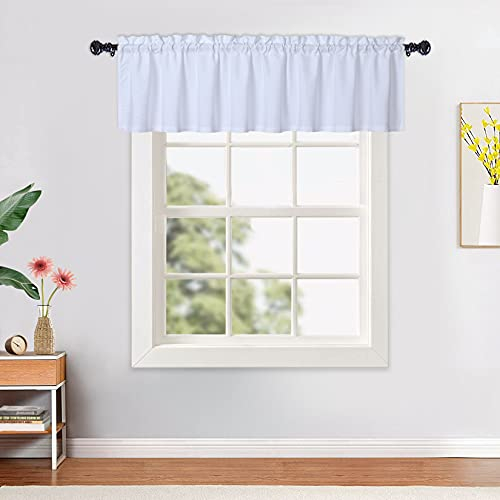 CAROMIO Waterproof Embossed Textured Valance Curtains - Short Cafe Curtains for Kitchen, Bathroom, Bedroom, Living Room, 60 W x 15 L, White