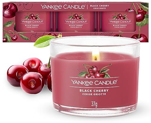Yankee Candle Duftkerzen-Geschenkset | Votivkerzen mit Black Cherry | Soja-Wachs-Mix | 3 Teile