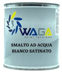 Smalto all’Acqua Bianco Satinato Opaco 750ML per Interni ed Esterni, Idrorepellente, Facile da Applicare - Waga Paint Tecniques