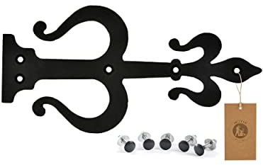 MoriaDesign Rustikal Scharniere Attrappen - 300 x 150 x 3 mm - Schwarz - Torband Schwarz Schmiedeeisen - Scharnier für Gartentore, Holztüren, Holztore und Fensterläden, Dekorative Kreuzgehänge