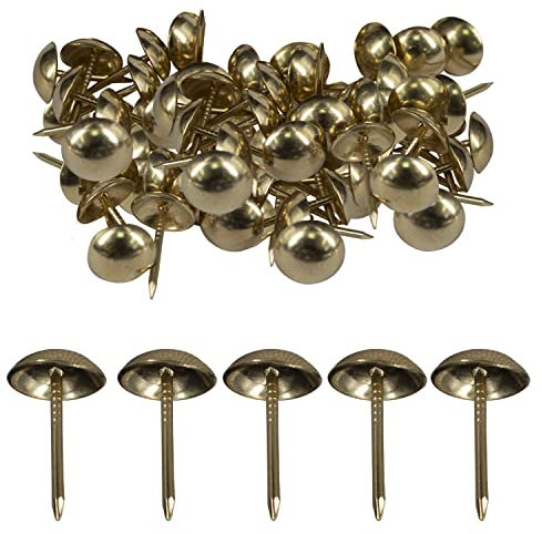WedDecor Puntine per tappezzeria, chiodi a testa tonda, puntine decorative per mobili, divano in legno, sedia, moquette, progetti fai da te, 15 mm x 9 mm, ottone, 10 pezzi