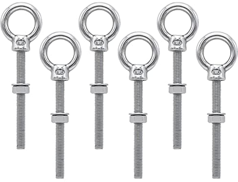 Boulons à oeil M6 x 60 mm Vis à Anneau M6 avec filetage métrique en acier inoxydable pour Fixation et Suspension, 6 pièces