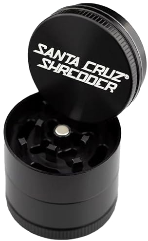 Santa Cruz Shredder Macinino in metallo per erbe aromatiche con parte superiore zigrinata per una presa più forte, 3 pezzi, piccolo, 4,3 cm, colore: nero