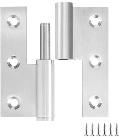 Lift Off Hinge 3 Stainless Steel Door Hinges 6 Pack,Left Handed,Rust-Resistant Detachable Hinges, Indoor and Outdoor Removable Hinges, Loading Capacity 40 Lbs