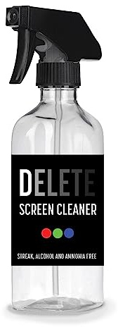 Delete Screen Cleaner 16oz Spray Bottle | Premium Streak-Free, Alcohol & Ammonia-Free Solution for All Devices | Gentle, Odorless & Easy to Use | Improves Visibility & Longevity of Screens