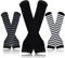 WLLHYF 3 Paar Kaschmir Feel Handgelenk Fingerlose Handschuhe mit Daumenloch Winter Strick Fingerlose Handschuhe, Armstulpen(Schwarz-weiße Streifen + Schwarzgraue Streifen + Schwarz)