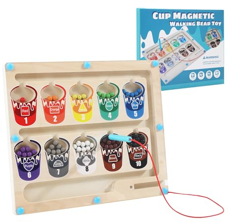 HAOYULUO Magnetspiel Labyrinth Spielzeug,Farben und Zahlen Lernen Sortierspiel 2 3 4 5 6 Jahre,Magnetspiel Labyrinth Holzspielzeug,Kinder Lernen Spielzeug zum Sortieren von Farben