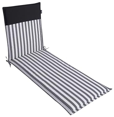 LILENO HOME Coussin de chaise longue et de plage (190 x 60 x 5 cm) - Noir