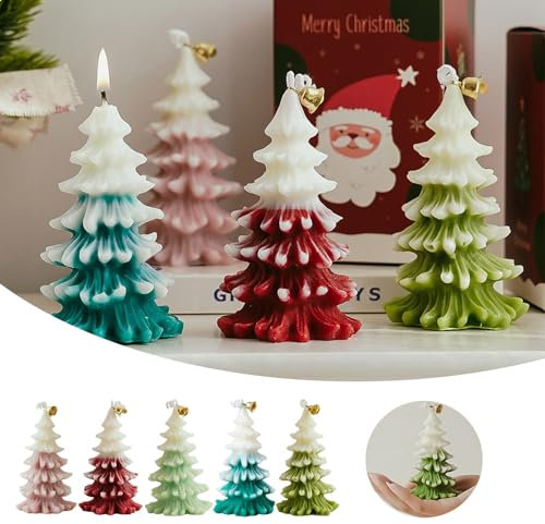Large Candles Scented Big Candle Christmas Tree Scented Candles Box Set DIY Atmosphere Decoration Modeling Christmas Candles 8 Candle Holders for Candlesticks Sixteen Wishes (Pink, One Size)