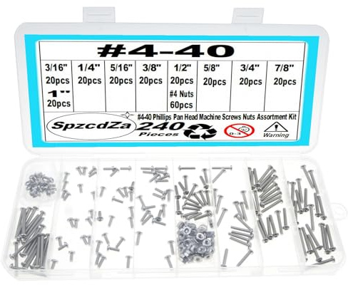 240 Pieces #4-40 Phillips Pan Head Machine Screws Nuts Assortment Kit, Coarse Thread, Fully Machine Threaded, 304 Stainless Steel