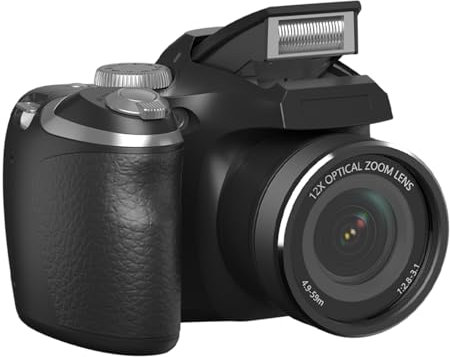 Plyisty Cámaras Digitales 4K para Fotografía, 12x óptico Zoom 60MP Vlogging Camera para Youtube, Enfoque Automático, Anti Shake, 2 Baterías (Black)