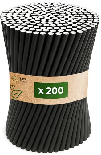 Love Nature sugrör papper – papperssugrör 200 stycken svart | Sugrör papper återvinning papper sugrör engångs