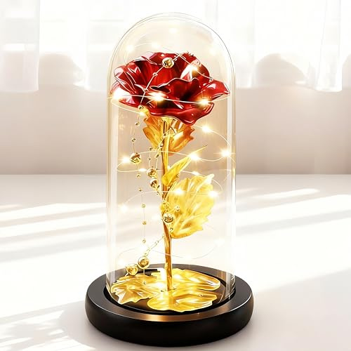 ADAZ Rosa Eterna, Regali Originali per Donna Rosa Bella e Bestia con LED Regalo per Mamma Fidanzata Moglie per San Valentino Anniversario Festa della Mamma Matrimoni Compleanni Natale
