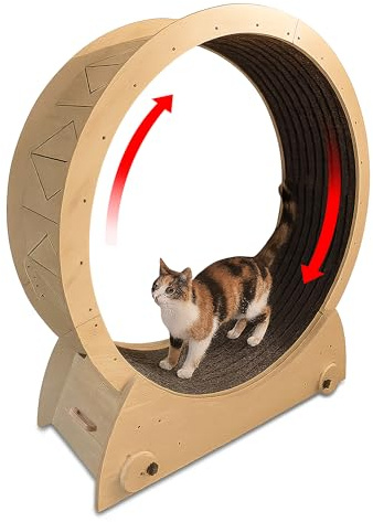 Portable Cat Running Wheel for Indoor Cats 44 Large XL 12 Wide, Cat Treadmill, Wheel with Carpeted Runway for Kitty’s Longer Life, Moveable Safe & Stable Design.