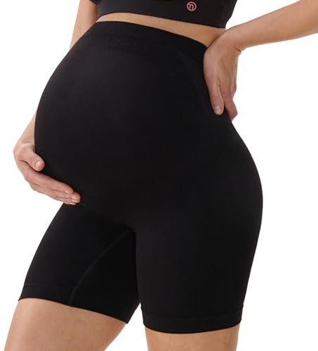 Momcozy Maternity Shapewear for Under Dresses, Anti-Chafing Mid-Thigh Pregnancy Underwear, Cotton Gusset Black