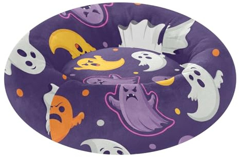 Lit orthopédique antidérapant pour chat de taille moyenne Violet Halloween