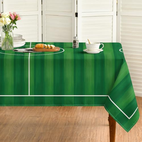 Horaldaily Football Tablecloth for World Football Cup 60×84 Inch Rectangular, Soccer Sport Theme Table Cloth, Washable Seasonal Decorative Table Cover for Picnic Dining Kitchen