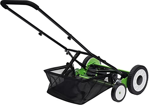 Cortacésped manual para hasta 500 m², cortadora de husillo (con 5 cuchillas de acero, ancho de corte de 40 cm, 9 niveles de ajuste de altura de corte de 34 a 64 mm, cesta recogehierba)