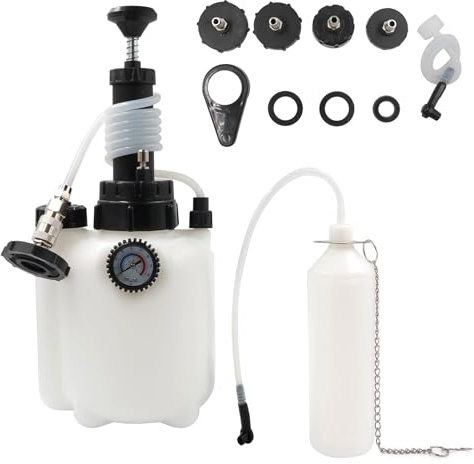 Bohaner Kit di spurgo dei freni manuale da 3 l, dispositivo di spurgo freni per auto, con bottiglia di spurgo da 1 l e 4 adattatori per cilindro principale, pompa manuale per spurgo del liquido dei