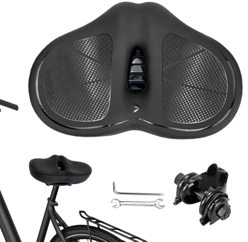 SKIKHN bekväm extra stor cykelsadel, extra stor cykelsadel för herrar och damer, bred cykelsadel, ergonomisk cykelsadel, andningsbar och stötdämpande reservsadel för MTB, stadscykel och racercykel