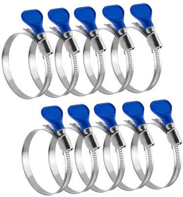 POWERTEC 70262 Stainless Steel Hose Clamp - 2-1/2 Inch, Adjustable, 10 Pack for Dust Collector, Dryer Vent & Pipe