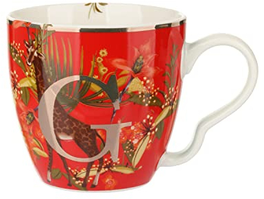 KASANOVA Tazza in porcellana lettera G 48cl tavolo rosso, tè e caffè