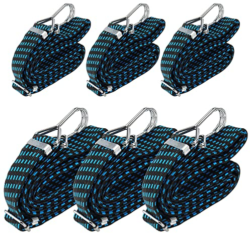 NGOSUET 6er Set Spanngummi mit Haken 3cm Breit, 2m und 3m Spanngummi mit Haken Flach, Verstellbar Spanngurte Expander, Gummiseil Gepäckspanner in 2 Längen für Fahrrad Motorrad