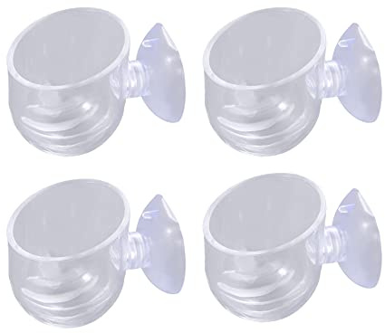 Leadigol 4Pcs Mini Aquatic Planting Pot,1.97 x 1.17 inch,Acrylic Water Plant Cups with Suction Holder,Aquarium Decor Aquatic Cup,for Aquarium Plant Decoration