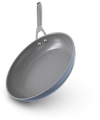 Ninja NeverStick Ceramic Pro 10.25 Fry Pan, Non-Stick Pan, PTFE Free, Ceramic Coated, Stainless Steel Handle, Stove to Oven Safe, All Stovetops & Induction Compatible, Midnight Blue, CW30026MM