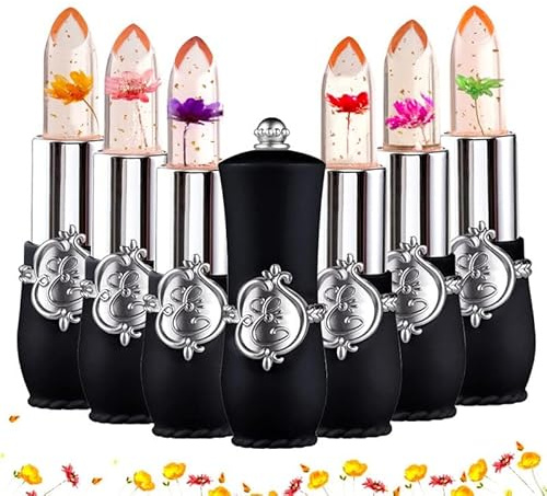 ASUSO Blumenlippenstift für Frauen, 6 in 1 Set mit Farbwechsel, Feuchtigkeitsspendend, Hochglänzend, 0.63 g (6er Pack)