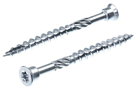 SECCARO Tornillo de terraza de 5 x 90 mm, acero inoxidable C1, tornillo para madera con punta de corte y muesca de corte, 100 unidades