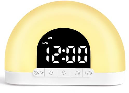 Ainiv Sunrise Alarm Clock, Wake Up Light with Sunrise Simulation, 9 Minutes Snooze Dual Alarms, 30 Levels of Dimmable Light Digital Clock, Bedroom Night Lamp for Boys Girls Teens Heavy Sleepers