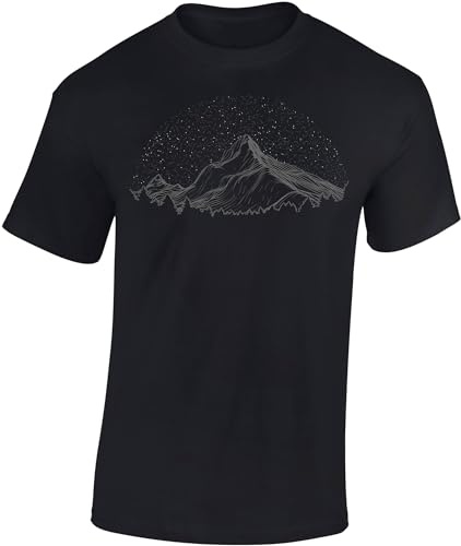 T-shirt de randonnée pour hommes : ciel de montagne - T-shirt d'escalade pour hommes - cadeau pour les amateurs de randonnée - Équipement d'alpinisme, Noir , S