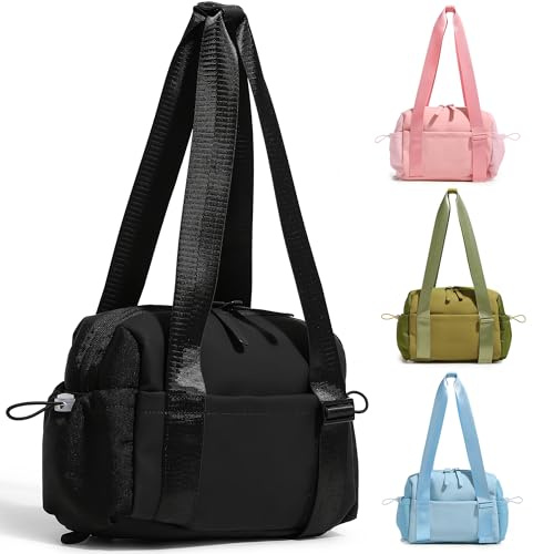 Tokeya Mini Bolsa Deporte Mujer con Bolsillo Humedo, Pequeña Mujer Bolsa Gimnasio Bolsa de Viaje Mano Plegable, Impermeable Macuto Gimnasia Ligera Bolsa de Fin de Semana para Fitness, Compras, Negro