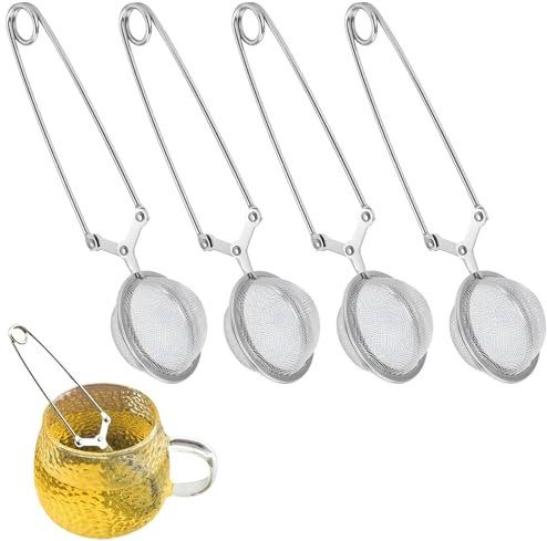 Set di 4 pinze da tè in acciaio inossidabile, colino per tè alla rinfusa, spezie e foglie, infusore