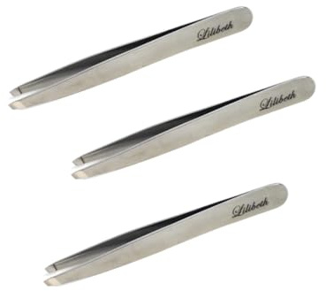 Lilibeth Precision Tweezers Set – Stainless Steel Tweezer for Facial Hair Women & Men, Ingrown Hair Remover, Medical-Grade Eyebrow Tweezers for Professional Hair Removal – 3 Pack
