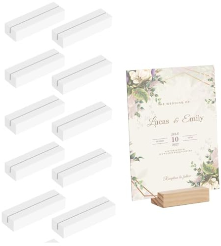 MATSOONY Kartenhalter Holz Weiß, 10 Stück Tischkartenhalter Buchenholz, Menükartenhalter für Restaurants, Menükartenhalter, Fotohalter für Hochzeiten, Partys und Bankette