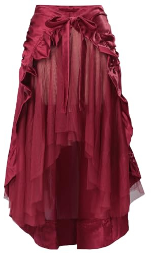 Svart Volangkjol med Hög Midja och Layered Tylllång Kjol för Damer, Gotisk Lolita-stil