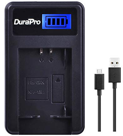 DuraPro Rapid LCD USB Akku-Ladegerät für Canon NB-13L Akku; Canon PowerShot G7X Mark II, G7X, G1X Mark III, G5X, G9X, G9X Mark II, SX620 HS, SX720 HS, SX730 HS, SX740 HS Kamera