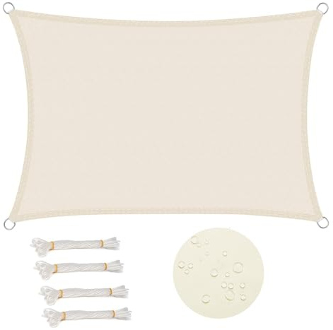 WOLTU Sonnensegel Rechteck 2x3m Creme wasserabweisend Sonnenschutz Polyester Windschutz mit UV Schutz für Garten Terrasse Camping