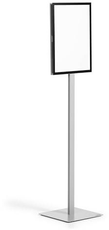 Durable Infoständer mit drehbarer A3 Tafel, zweiseitig lesbar, mit zwei schwarzen Magnetrahmen, grau, 501357