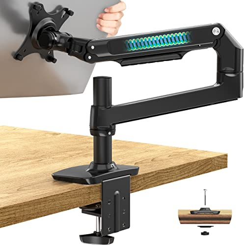 Ergounion Monitor Halterung für 13-40 Zoll Flach- und Curved-Bildschirme, Einstellbare VESA Tischhalterung für 1 Monitor, Schwarz