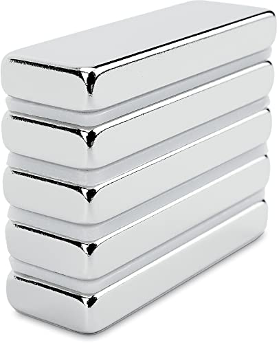 Sensei 5 pezzi Magnete rettangolare al neodimio 30x10x4 mm, magneti a barra al neodimio extra forti con capacità di carico di 5,4 kg