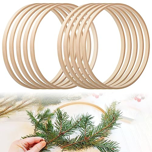 QUOTRE 10 Pezzi 25 cm Anelli a Cerchio bambù, Cerchi Decorativi bambù, Cerchi per Acchiappasogni per Realizzare Decorazioni, Ghirlande Nuziali Natalizia e Artigianato da Appendere alla Parete