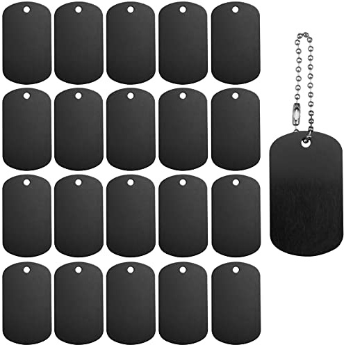 YapitHome 25 Pcs Blank Dog Tags,Engraving Blanks,Anodised Aluminium Blanks for Necklace Bracelet Dog Tags Making