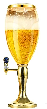 Biersäule Biertower Bierturm Großer Bierspender, 1.5L,3L,5L / 170 oz Draft Bierturm mit Eisrohr-Tap und Lichter, leicht sauber, fantastisches Geschenk for Bierliebhaber,Gold,3L