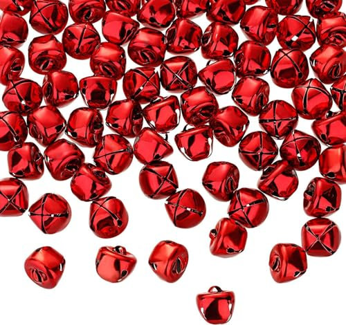 Jingle Bells, 80 Pcs 15mm Metal Craft Bells for DIY Festival Home Christmas Decor (0.6inch Red)