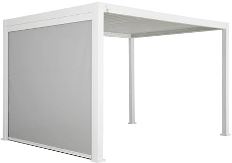 sweeek - Pergola Bioclimatique Blanche – Triomphe – 300x400cm. Aluminium. à Lames orientables + Store 300cm