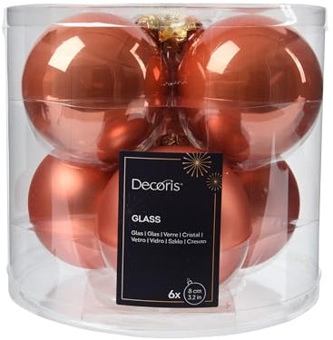 Kaemingk Weihnachtskugeln Glas 8cm 6 Stück - matt & glänzend - Große Christbaumkugeln Weihnachtsbaumkugeln für Weihnachten - Christbaumschmuck & Weihnachtsbaumschmuck - Kürbis